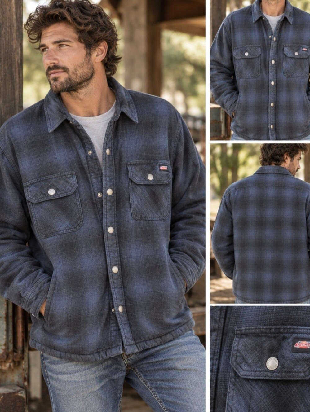 Dickies Men’s 2XL Fleece Lined Plaid Shirt Jacket Blue Workwear